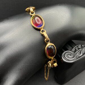 Vintage Sarah Coventry Harmony Bracelet Signed Designer Jewelry Rainbow Glass